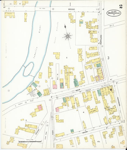 Sanborn Fire Insurance Map from Morrisville, Lamoille County, Vermont (1903), Sheet #0002 - Complete Map Set gallery image, historic Sanborn map, vintage wall art, Vermont Vermont