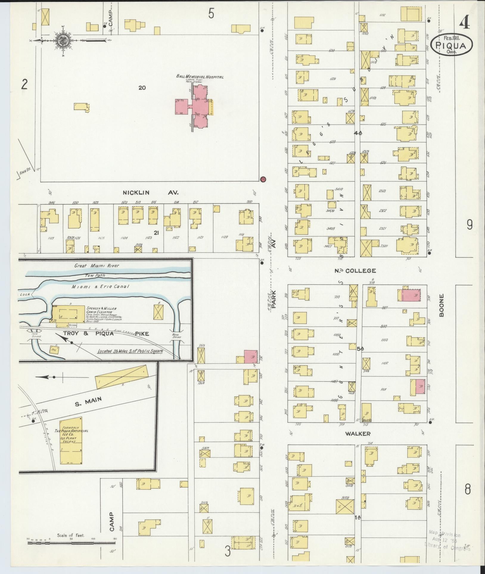 Sanborn Fire Insurance Map from Piqua, Miami County, Ohio (1911), Sheet #0004 - Complete Map Set gallery image, historic Sanborn map, vintage wall art, Ohio Ohio
