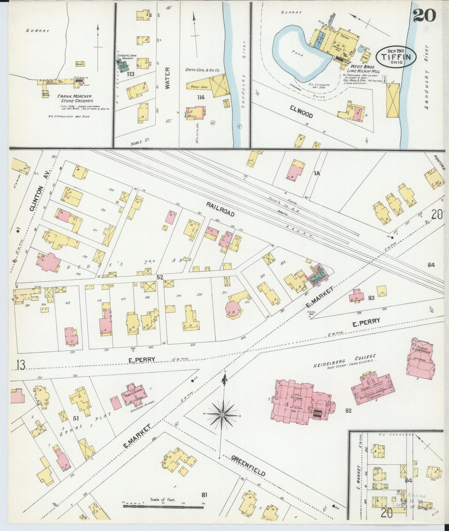 Sanborn Fire Insurance Map from Tiffin, Seneca County, Ohio (1901), Sheet #0020 - Complete Map Set gallery image, historic Sanborn map, vintage wall art, Ohio Ohio