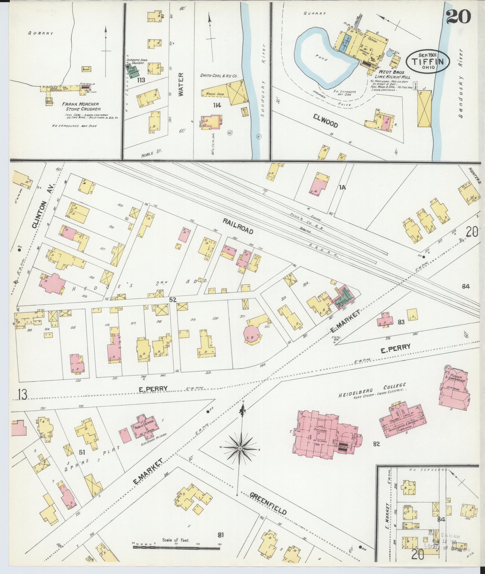 Sanborn Fire Insurance Map from Tiffin, Seneca County, Ohio (1901), Sheet #0020 - Complete Map Set gallery image, historic Sanborn map, vintage wall art, Ohio Ohio
