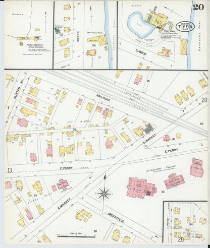 Sanborn Fire Insurance Map from Tiffin, Seneca County, Ohio (1901), Sheet #0020 - Complete Map Set gallery image, historic Sanborn map, vintage wall art, Ohio Ohio