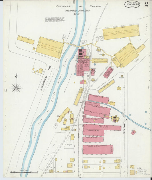 Sanborn Fire Insurance Map from Lynchburg, Highland County, Ohio (1900), Sheet #0002 - Historic Sanborn Fire Insurance Map Print, vintage old map wall art, antique decor, genealogy gift, Ohio Ohio map