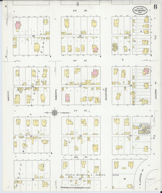Sanborn Fire Insurance Map from Seward, Seward County, Nebraska (1910), Sheet #0008 - Historic Sanborn Fire Insurance Map Print, vintage old map wall art, antique decor, genealogy gift, Nebraska Nebraska map