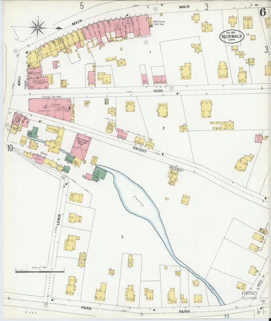 Sanborn Fire Insurance Map from Norwalk, Fairfield County, Connecticut (1901), Sheet #0006 - Historic Sanborn Fire Insurance Map Print, vintage old map wall art, antique decor, genealogy gift, Connecticut Connecticut map