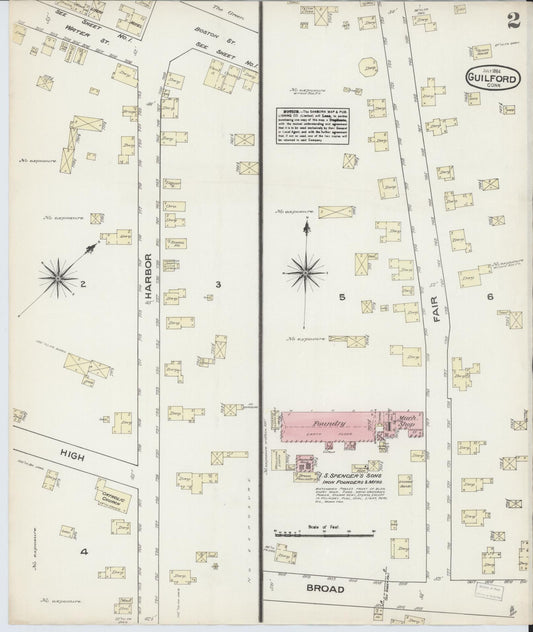 Sanborn Fire Insurance Map from Guilford, New Haven County, Connecticut (1884), Sheet #0002 - Historic Sanborn Fire Insurance Map Print, vintage old map wall art, antique decor, genealogy gift, Connecticut Connecticut map