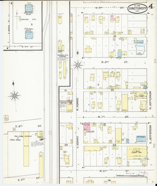 Sanborn Fire Insurance Map from Junction City, Geary County, Kansas (1892), Sheet #0004 - Historic Sanborn Fire Insurance Map Print, vintage old map wall art, antique decor, genealogy gift, Kansas Kansas map