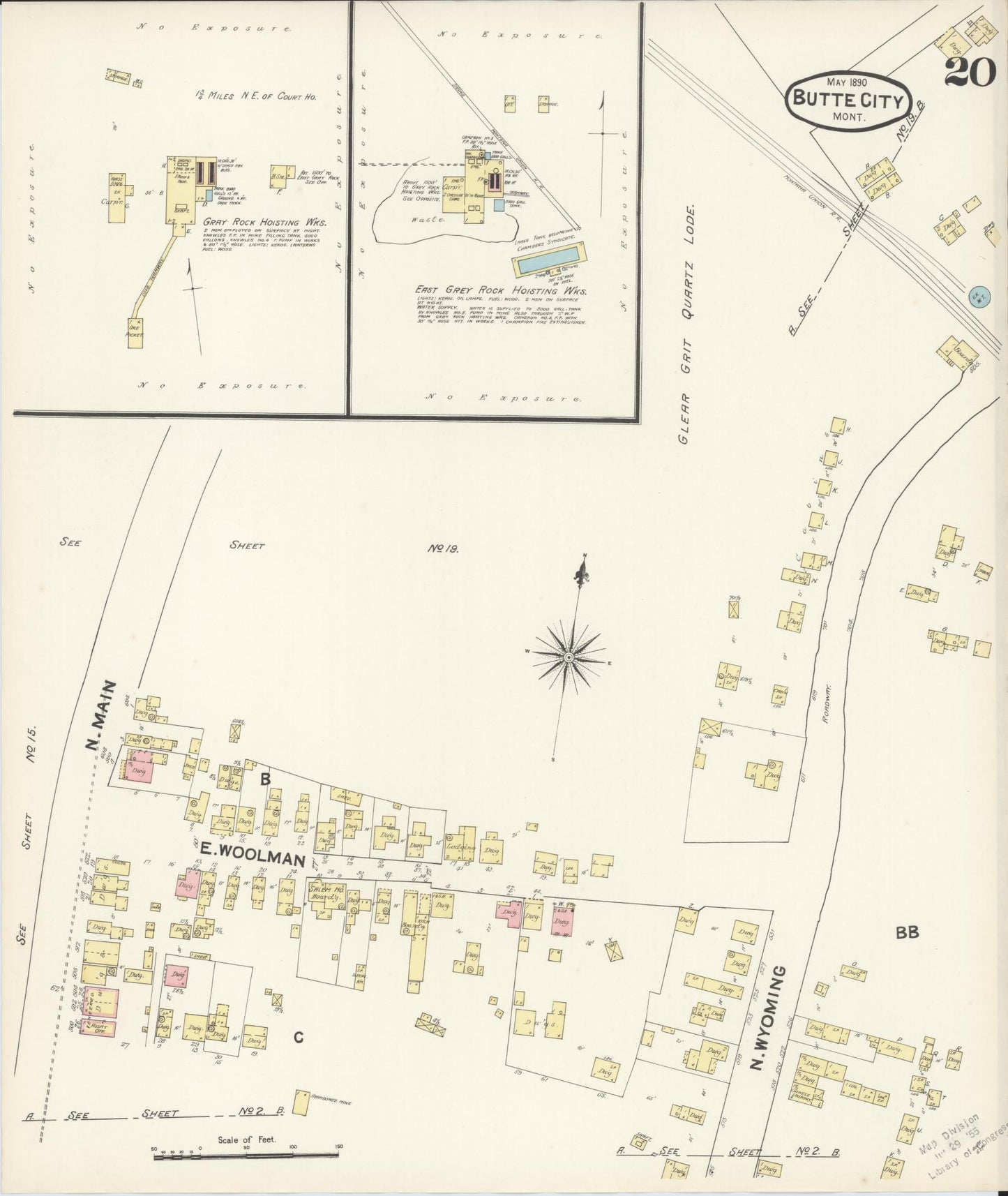 Sanborn Fire Insurance Map from Butte, Silver Bow County, Montana (1890), Sheet #0020 - Complete Map Set gallery image, historic Sanborn map, vintage wall art, Montana Montana