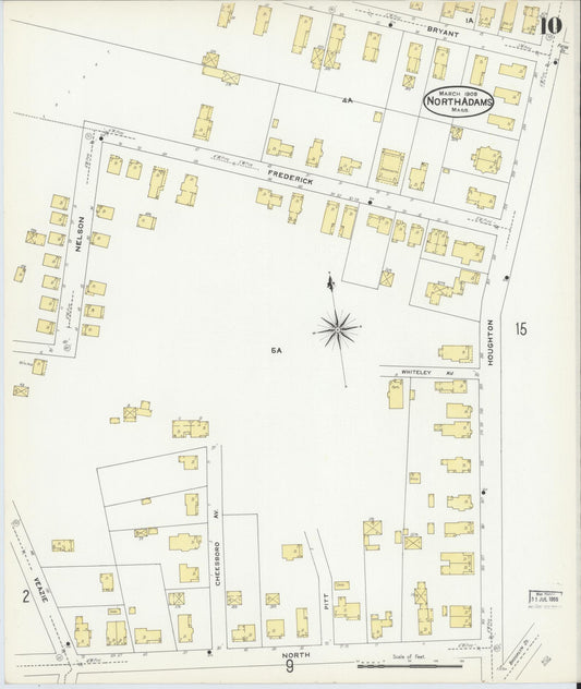 Sanborn Fire Insurance Map from North Adams, Berkshire County, Massachusetts (1908), Sheet #0010 - Historic Sanborn Fire Insurance Map Print, vintage old map wall art, antique decor, genealogy gift, Massachusetts Massachusetts map