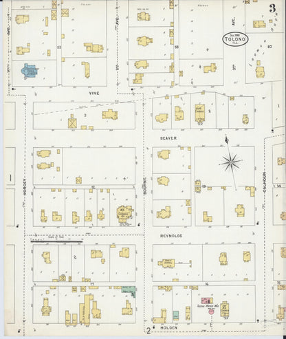 Sanborn Fire Insurance Map from Tolono, Champaign County, Illinois (1898), Sheet #0003 - Complete Map Set gallery image, historic Sanborn map, vintage wall art, Illinois Illinois