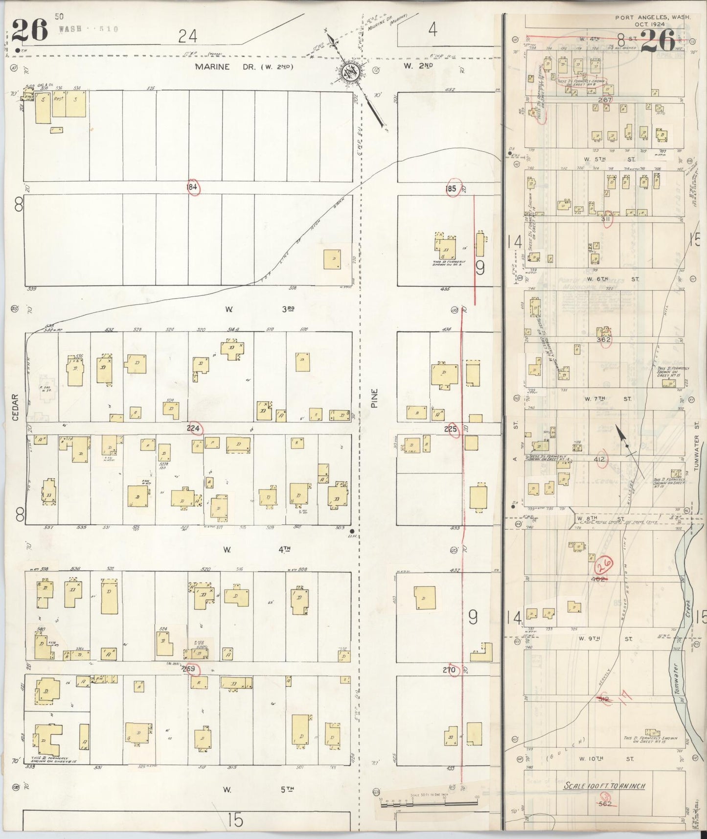 Sanborn Fire Insurance Map from Port Angeles, Clallam County, Washington (1949), Sheet #0026 - Complete Map Set gallery image, historic Sanborn map, vintage wall art, Washington Washington
