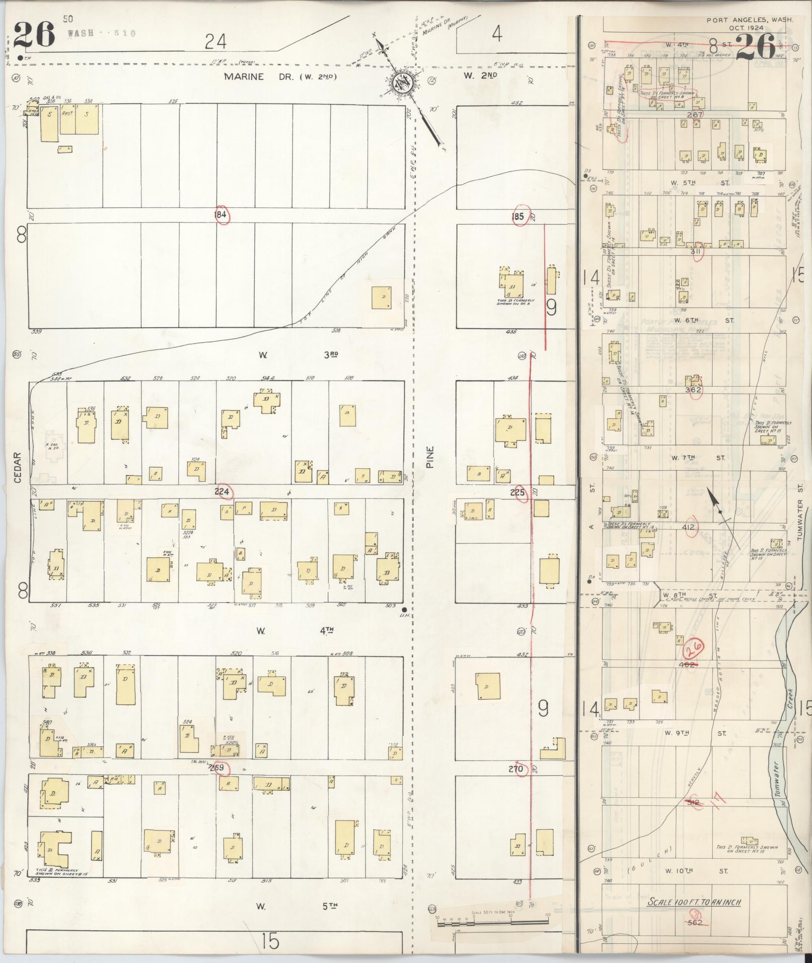 Sanborn Fire Insurance Map from Port Angeles, Clallam County, Washington (1949), Sheet #0026 - Complete Map Set gallery image, historic Sanborn map, vintage wall art, Washington Washington