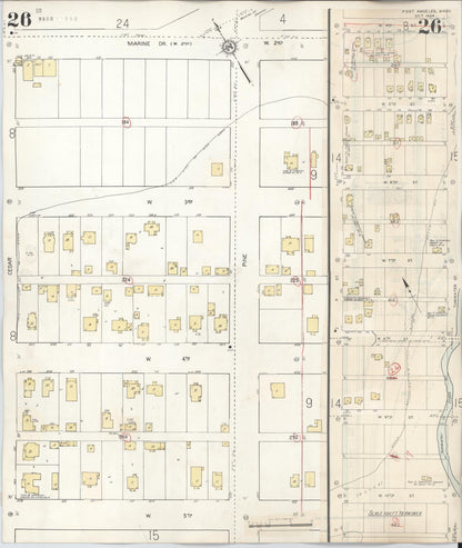 Sanborn Fire Insurance Map from Port Angeles, Clallam County, Washington (1949), Sheet #0026 - Complete Map Set gallery image, historic Sanborn map, vintage wall art, Washington Washington