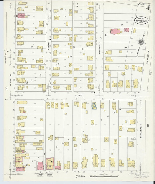 Sanborn Fire Insurance Map from Wauseon, Fulton County, Ohio (1910), Sheet #0004 - Historic Sanborn Fire Insurance Map Print, vintage old map wall art, antique decor, genealogy gift, Ohio Ohio map