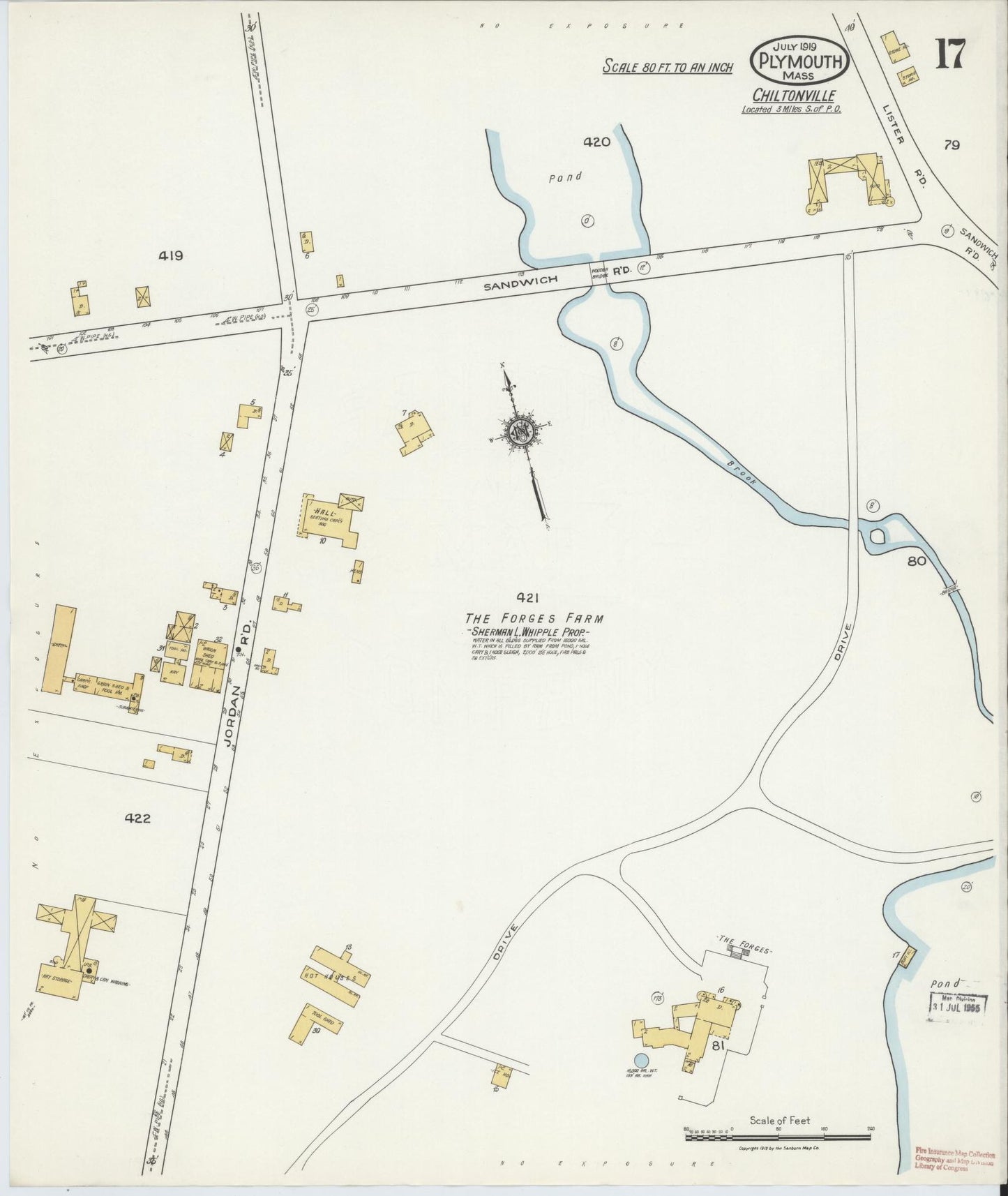 Sanborn Fire Insurance Map from Plymouth, Plymouth County, Massachusetts (1919), Sheet #0017 - Complete Map Set gallery image, historic Sanborn map, vintage wall art, Massachusetts Massachusetts
