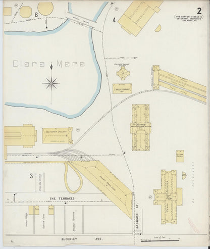 Sanborn Fire Insurance Map from Atlanta, Fulton  County, Georgia (1895), Sheet #0002 - Complete Map Set gallery image, historic Sanborn map, vintage wall art, Georgia Georgia