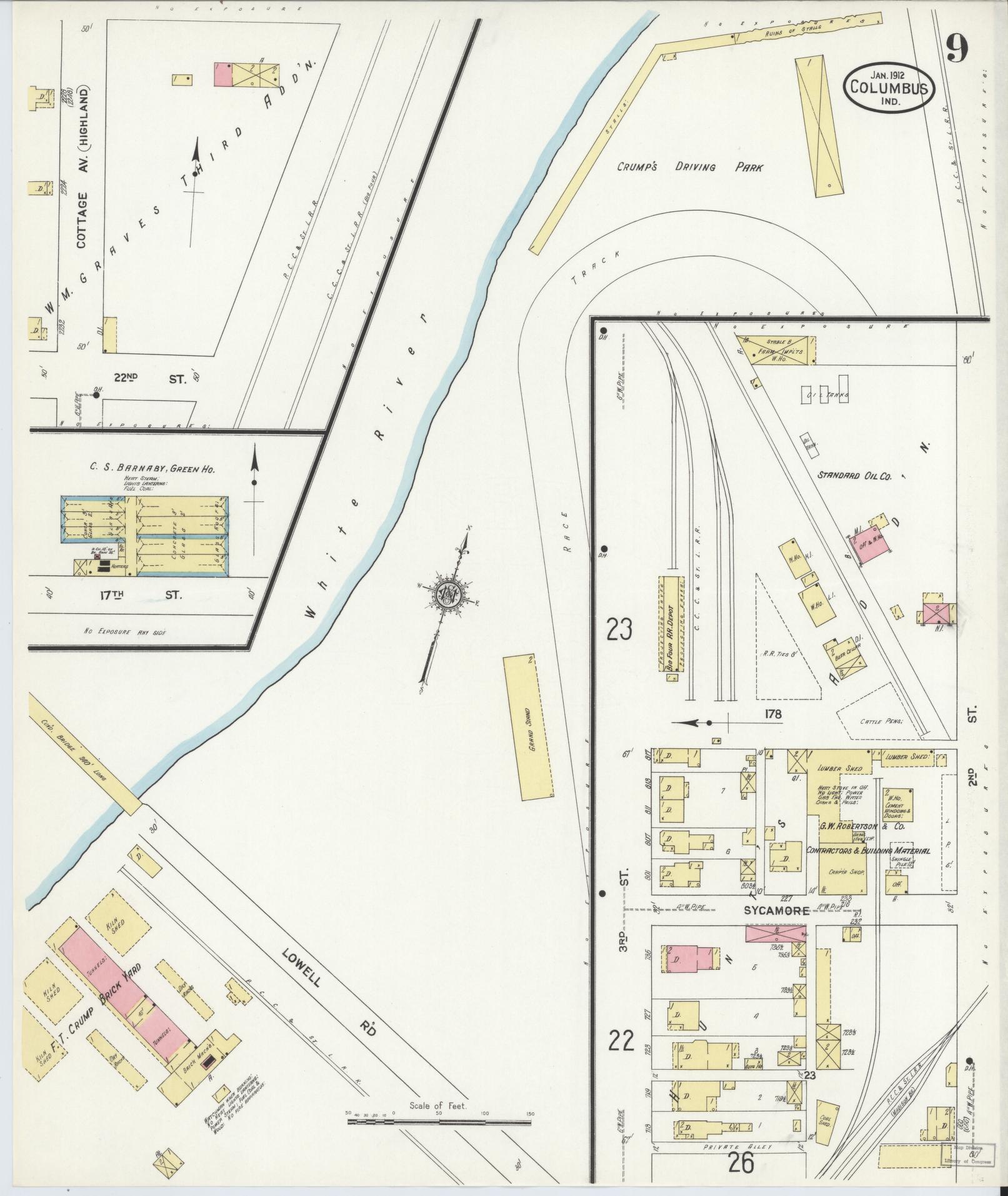 Sanborn Fire Insurance Map from Columbus, Bartholomew County, Indiana (1912), Sheet #0009 - Complete Map Set gallery image, historic Sanborn map, vintage wall art, Indiana Indiana