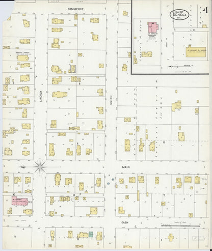 Sanborn Fire Insurance Map from Seneca, La Salle County, Illinois (1907), Sheet #0004 - Historic Sanborn Fire Insurance Map Print, vintage old map wall art, antique decor, genealogy gift, Illinois Illinois map