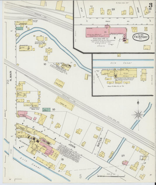 Sanborn Fire Insurance Map from Fairport, Monroe County, New York (1892), Sheet #0003 - Historic Sanborn Fire Insurance Map Print, vintage old map wall art, antique decor, genealogy gift, New York New York map