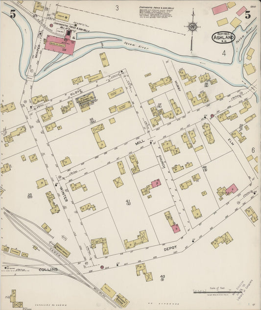 Sanborn Fire Insurance Map from Ashland, Grafton County, New Hampshire (1923), Sheet #0005 - Historic Sanborn Fire Insurance Map Print, vintage old map wall art, antique decor, genealogy gift, New Hampshire New Hampshire map