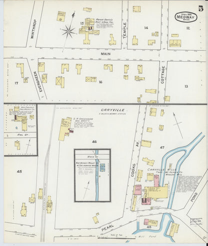 Sanborn Fire Insurance Map from Medway, Norfolk County, Massachusetts (1892), Sheet #0005 - Complete Map Set gallery image, historic Sanborn map, vintage wall art, Massachusetts Massachusetts