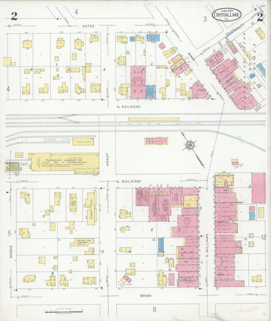 Sanborn Fire Insurance Map from Crystal Lake, McHenry County, Illinois (1929), Sheet #0002 - Historic Sanborn Fire Insurance Map Print, vintage old map wall art, antique decor, genealogy gift, Illinois Illinois map