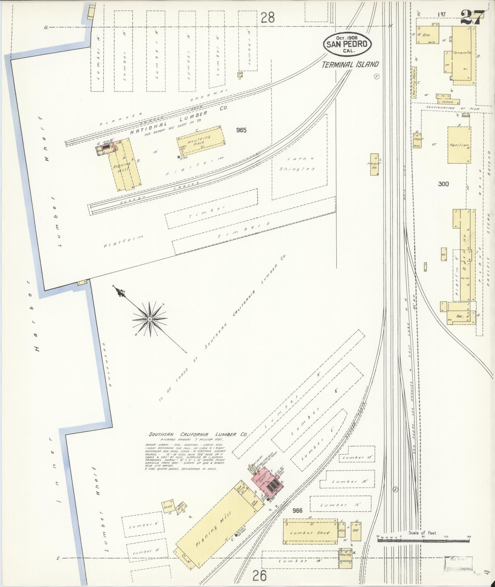 Sanborn Fire Insurance Map from San Pedro, Los Angeles County, California (1908), Sheet #0027 - Complete Map Set gallery image, historic Sanborn map, vintage wall art, California California
