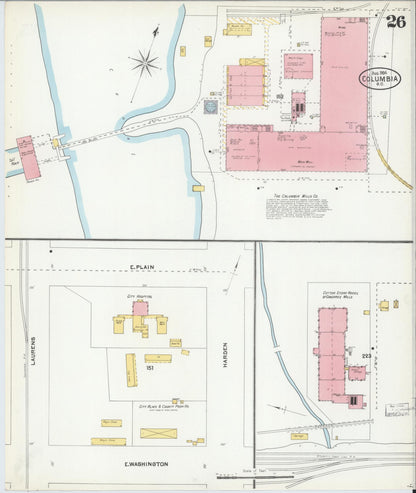 Sanborn Fire Insurance Map from Columbia, Richland County, South Carolina (1904), Sheet #0026 - Complete Map Set gallery image, historic Sanborn map, vintage wall art, South Carolina South Carolina
