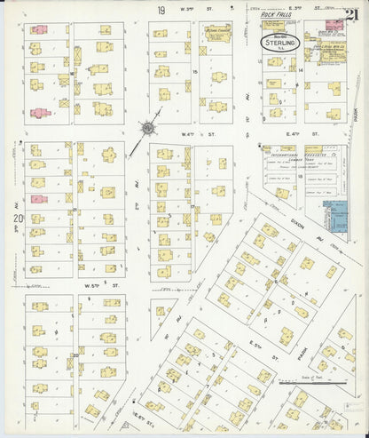 Sanborn Fire Insurance Map from Sterling, Whiteside County, Illinois (1910), Sheet #0021 - Historic Sanborn Fire Insurance Map Print, vintage old map wall art, antique decor, genealogy gift, Illinois Illinois map