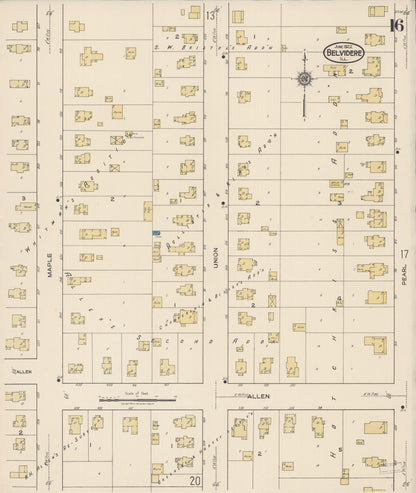 Sanborn Fire Insurance Map from Belvidere, Boone County, Illinois (1922), Sheet #0016 - Complete Map Set gallery image, historic Sanborn map, vintage wall art, Illinois Illinois