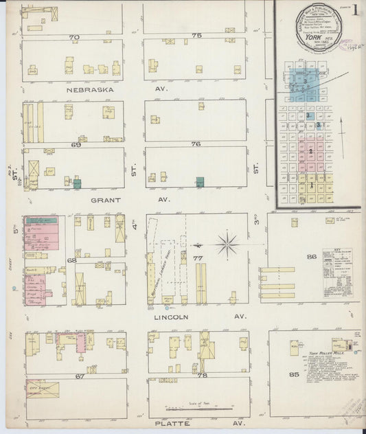 Sanborn Fire Insurance Map from York, York County, Nebraska (1885), Sheet #0001 - Historic Sanborn Fire Insurance Map Print, vintage old map wall art, antique decor, genealogy gift, Nebraska Nebraska map
