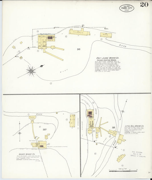 Sanborn Fire Insurance Map from Park City, Summit County, Utah (1907), Sheet #0020 - Historic Sanborn Fire Insurance Map Print, vintage old map wall art, antique decor, genealogy gift, Utah Utah map