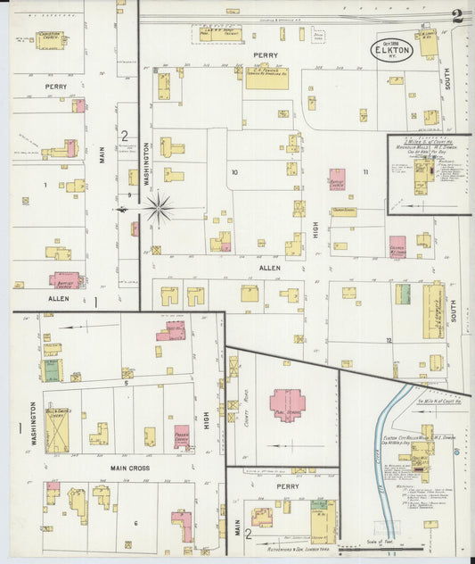 Sanborn Fire Insurance Map from Elkton, Todd County, Kentucky (1898), Sheet #0002 - Historic Sanborn Fire Insurance Map Print, vintage old map wall art, antique decor, genealogy gift, Kentucky Kentucky map