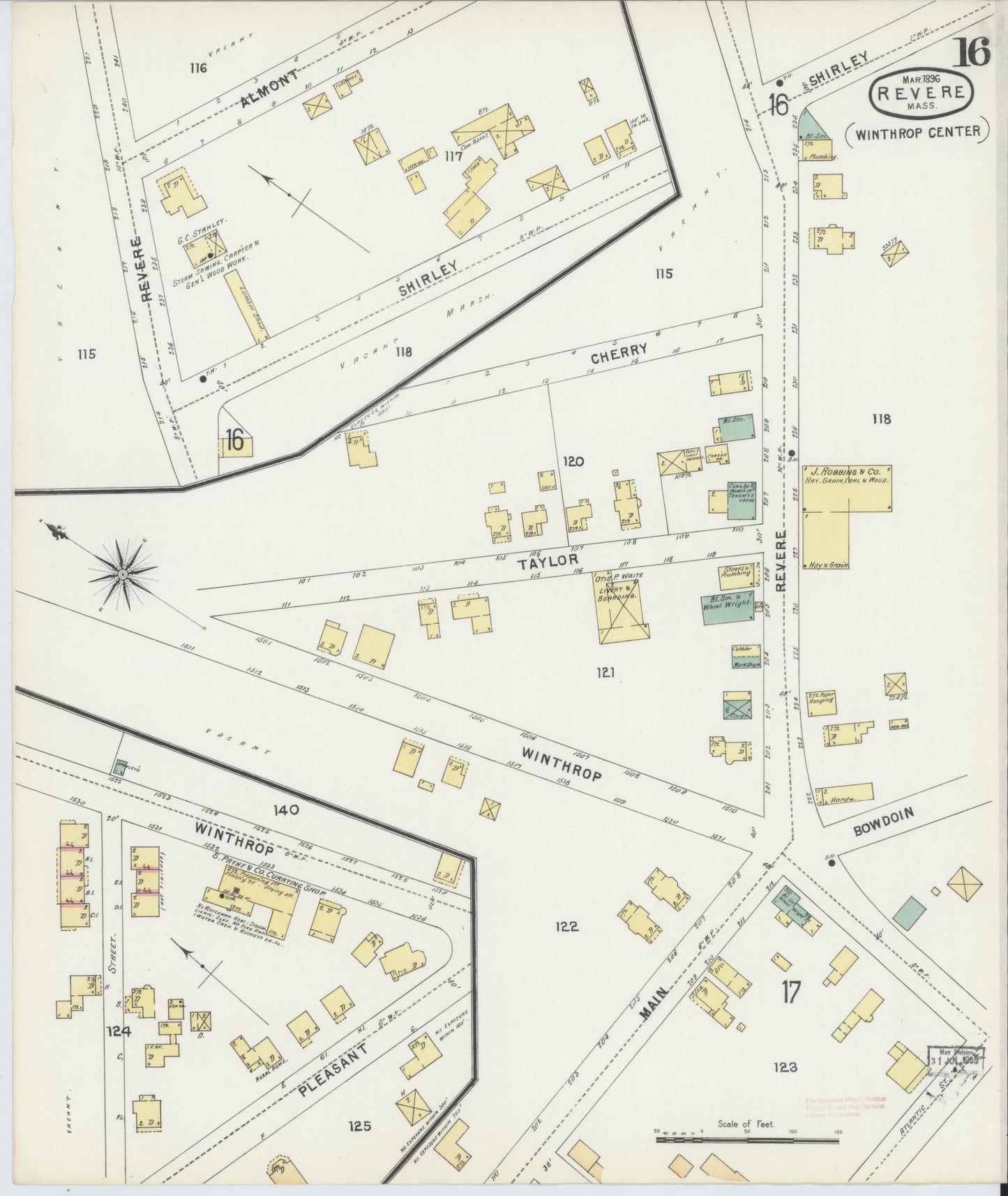 Sanborn Fire Insurance Map from Revere, Suffolk County, Massachusetts (1896), Sheet #0016 - Complete Map Set gallery image, historic Sanborn map, vintage wall art, Massachusetts Massachusetts