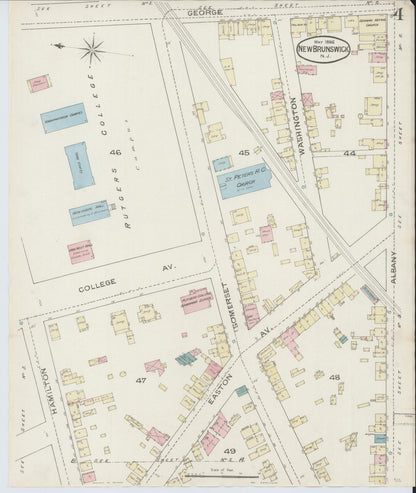 Sanborn Fire Insurance Map from New Brunswick, Middlesex County, New Jersey (1886), Sheet #0004 - Complete Map Set gallery image, historic Sanborn map, vintage wall art, New Jersey New Jersey