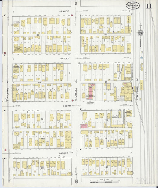 Sanborn Fire Insurance Map from Virginia, Saint Louis County, Minnesota (1915), Sheet #0011 - Historic Sanborn Fire Insurance Map Print, vintage old map wall art, antique decor, genealogy gift, Minnesota Minnesota map