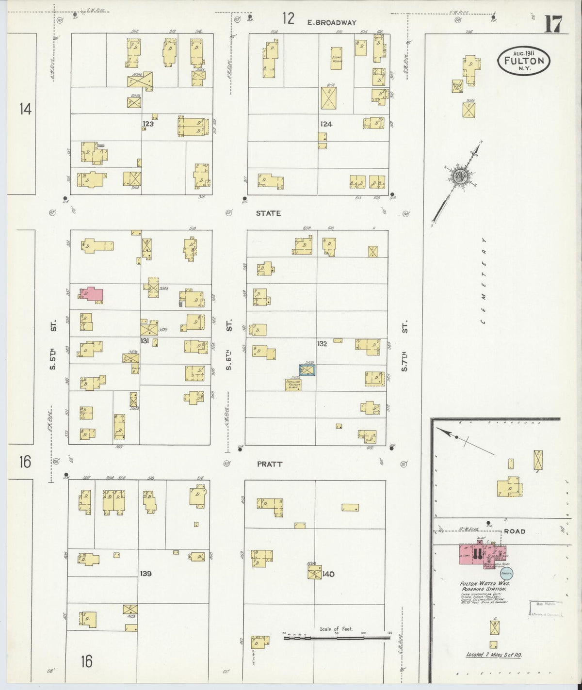 Sanborn Fire Insurance Map from Fulton, Oswego County, New York (1911), Sheet #0017 - Complete Map Set gallery image, historic Sanborn map, vintage wall art, New York New York