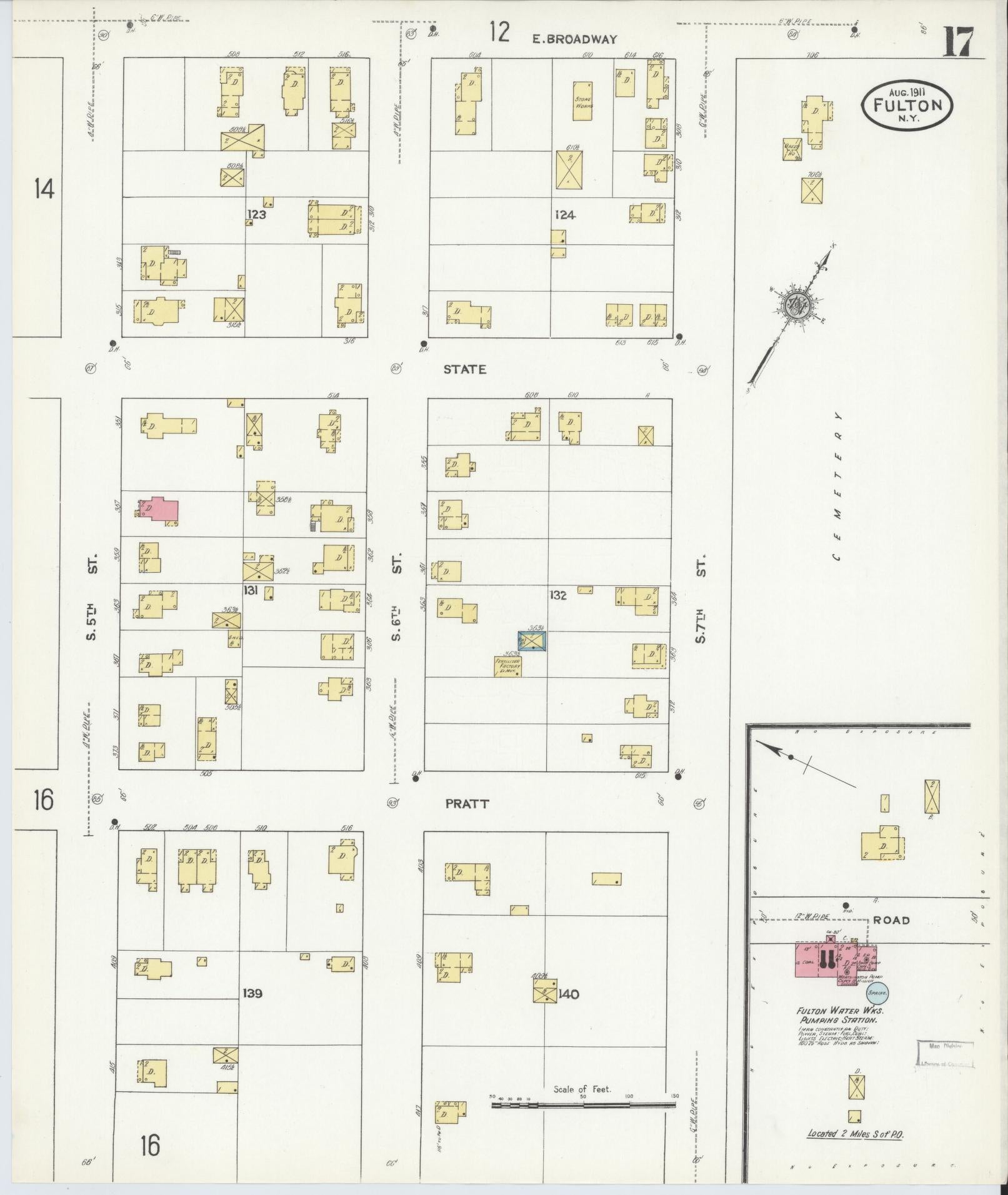 Sanborn Fire Insurance Map from Fulton, Oswego County, New York (1911), Sheet #0017 - Complete Map Set gallery image, historic Sanborn map, vintage wall art, New York New York