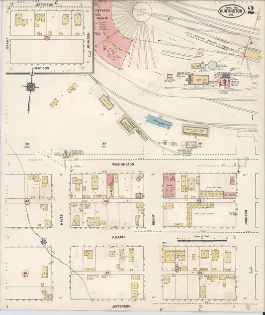 Sanborn Fire Insurance Map from Huntington, Baker County, Oregon (1930), Sheet #0002 - Historic Sanborn Fire Insurance Map Print, vintage old map wall art, antique decor, genealogy gift, Oregon Oregon map