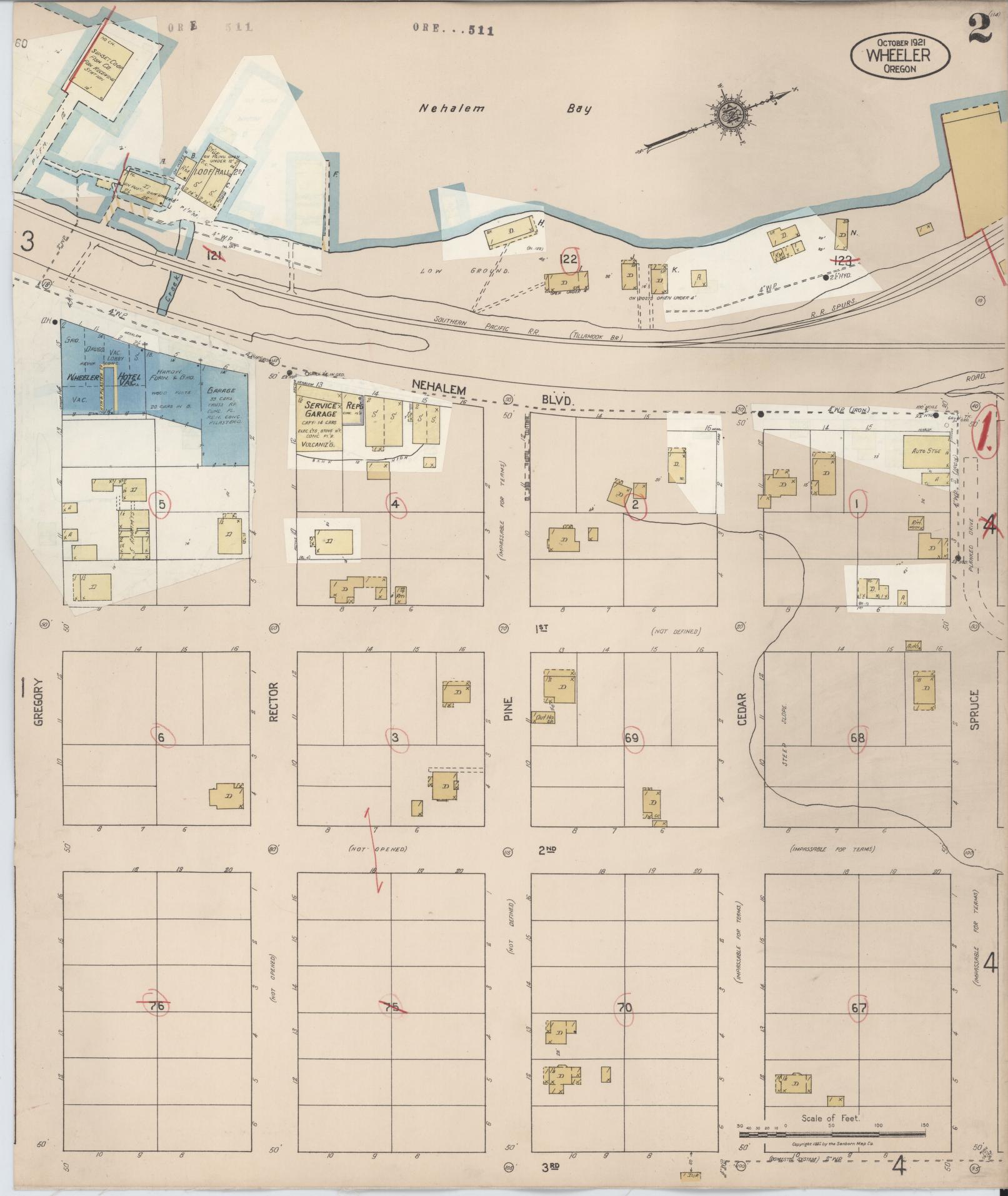 Sanborn Fire Insurance Map from Wheeler, Tillamook County, Oregon (1931), Sheet #0002 - Complete Map Set gallery image, historic Sanborn map, vintage wall art, Oregon Oregon