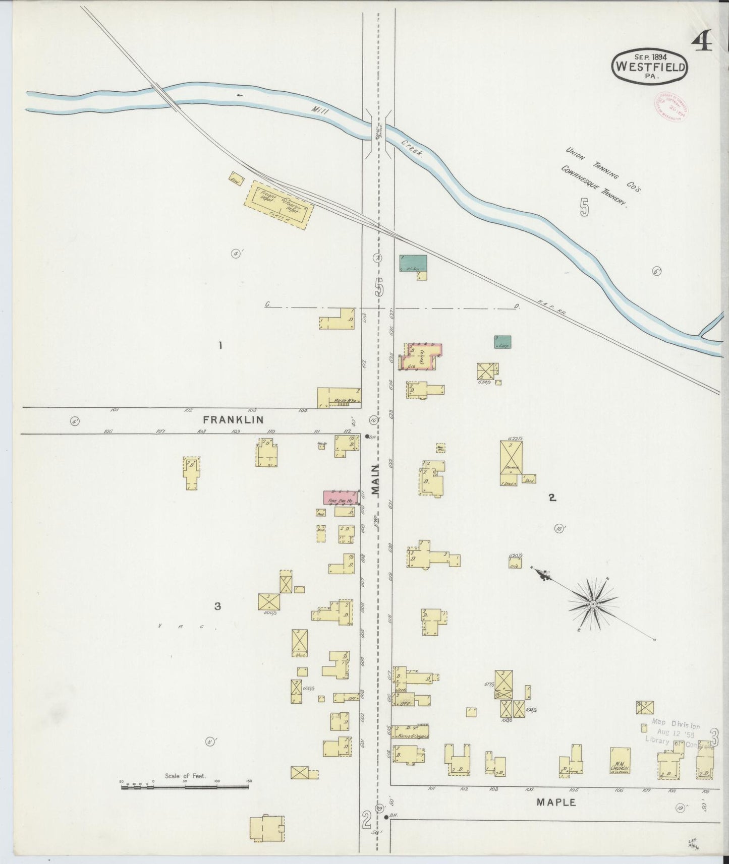 Sanborn Fire Insurance Map from Westfield, Tioga County, Pennsylvania (1894), Sheet #0004 - Complete Map Set gallery image, historic Sanborn map, vintage wall art, Pennsylvania Pennsylvania