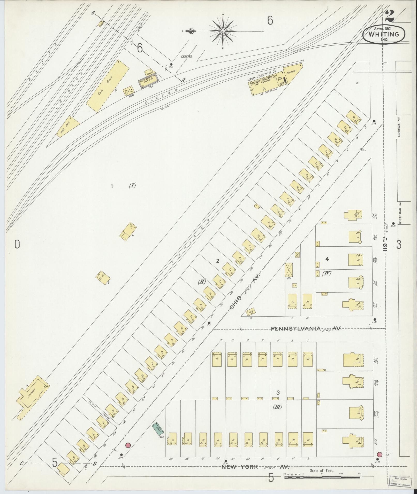 Sanborn Fire Insurance Map from Whiting, Lake County, Indiana (1901), Sheet #0002 - Historic Sanborn Fire Insurance Map Print, vintage old map wall art, antique decor, genealogy gift, Indiana Indiana map