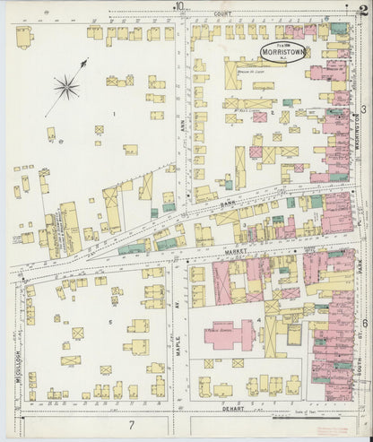 Sanborn Fire Insurance Map from Morristown, Morris County, New Jersey (1896), Sheet #0002 - Complete Map Set gallery image, historic Sanborn map, vintage wall art, New Jersey New Jersey