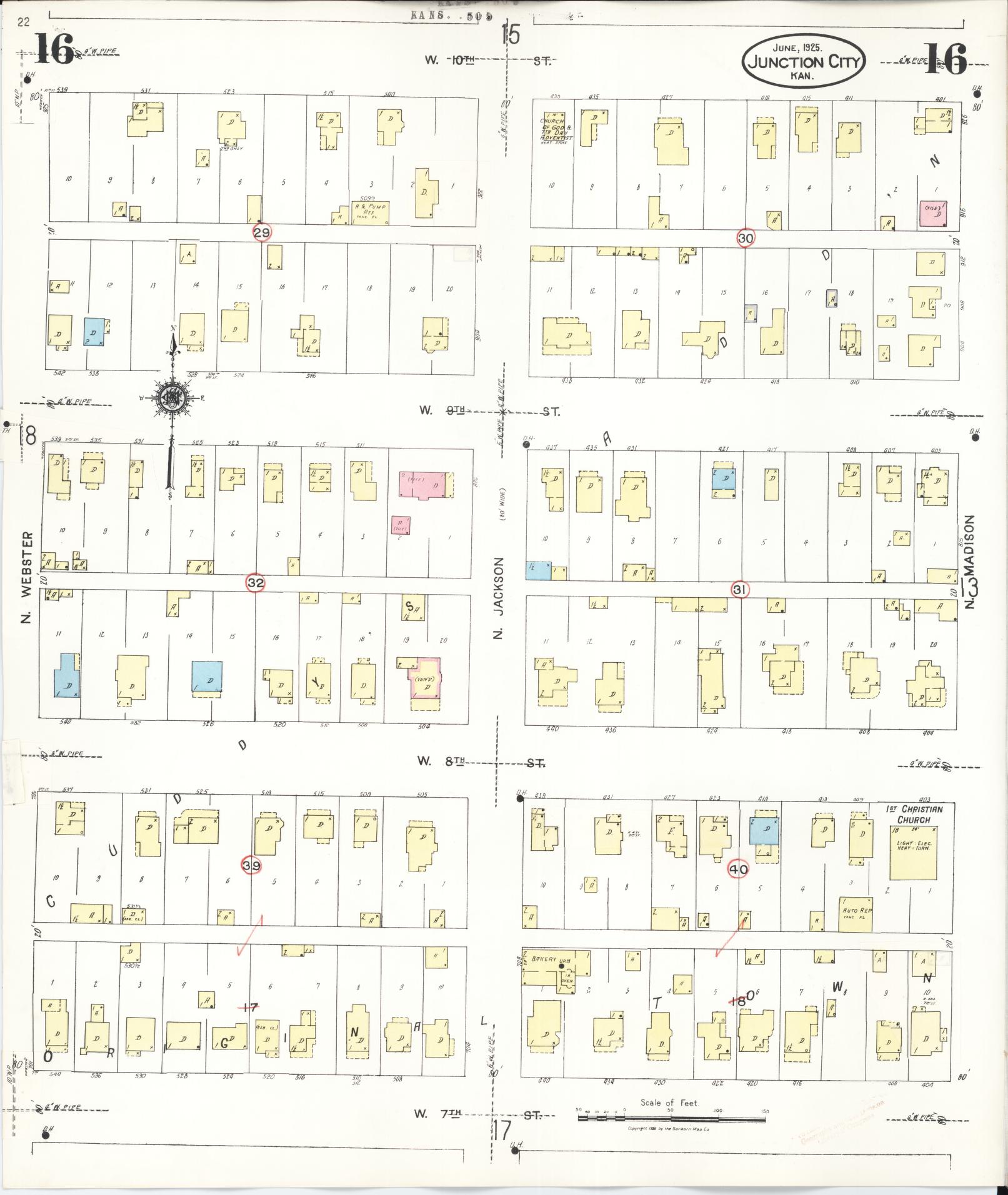 Sanborn Fire Insurance Map from Junction City, Geary County, Kansas (1947), Sheet #0016 - Complete Map Set gallery image, historic Sanborn map, vintage wall art, Kansas Kansas