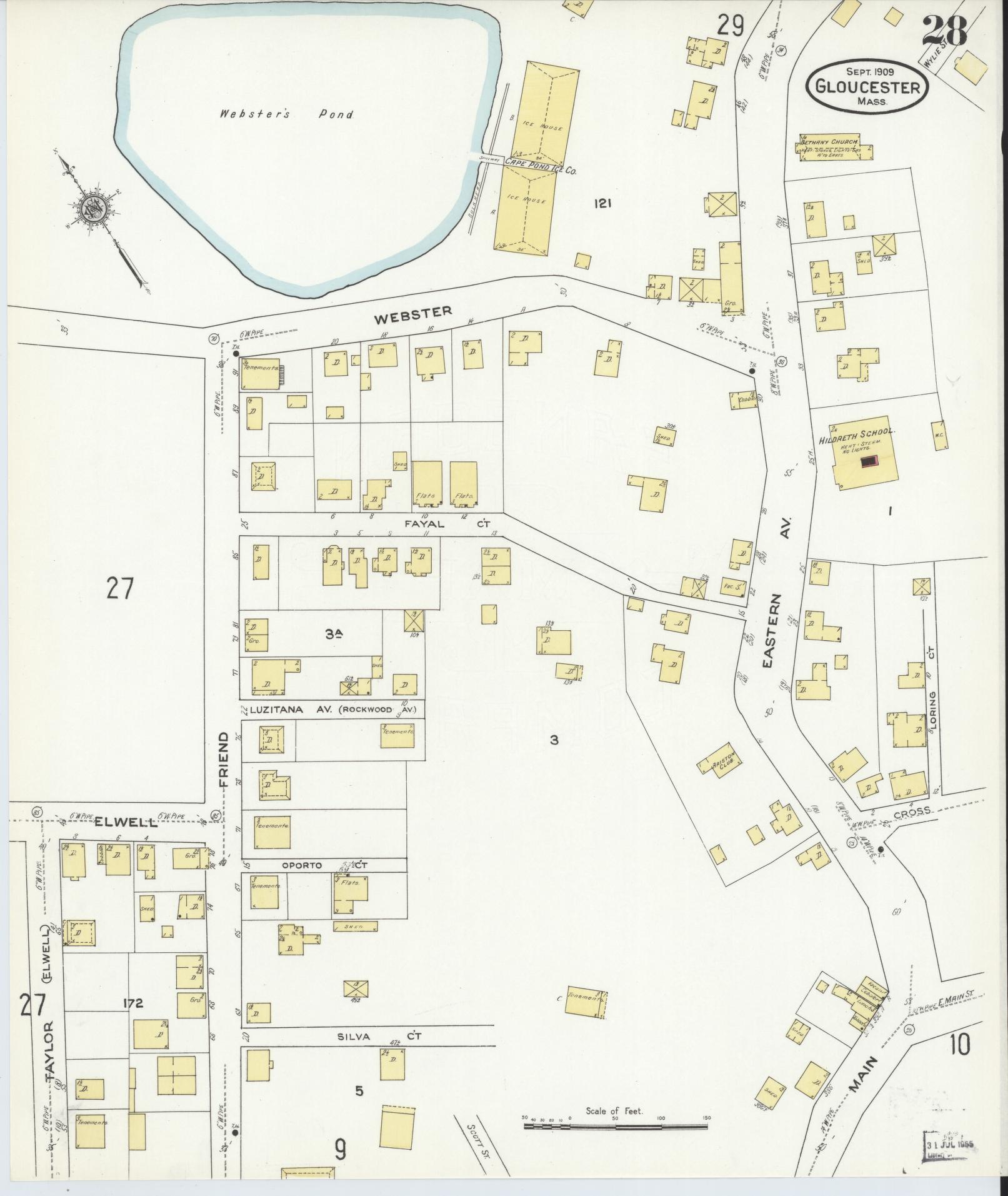 Sanborn Fire Insurance Map from Gloucester, Essex County, Massachusetts (1909), Sheet #0028 - Complete Map Set gallery image, historic Sanborn map, vintage wall art, Massachusetts Massachusetts