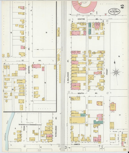 Sanborn Fire Insurance Map from Verona, Allegheny County, Pennsylvania (1900), Sheet #0002 - Historic Sanborn Fire Insurance Map Print, vintage old map wall art, antique decor, genealogy gift, Pennsylvania Pennsylvania map