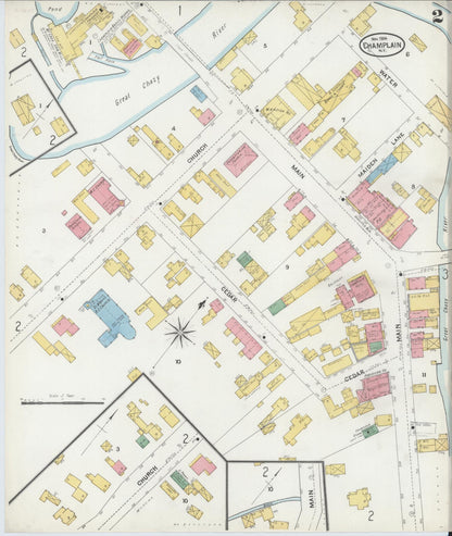 Sanborn Fire Insurance Map from Champlain, Clinton County, New York (1904), Sheet #0002 - Complete Map Set gallery image, historic Sanborn map, vintage wall art, New York New York