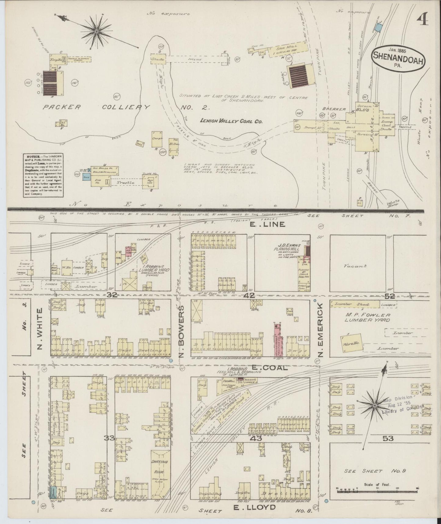 Sanborn Fire Insurance Map from Shenandoah, Schuylkill County, Pennsylvania (1885), Sheet #0004 - Complete Map Set gallery image, historic Sanborn map, vintage wall art, Pennsylvania Pennsylvania