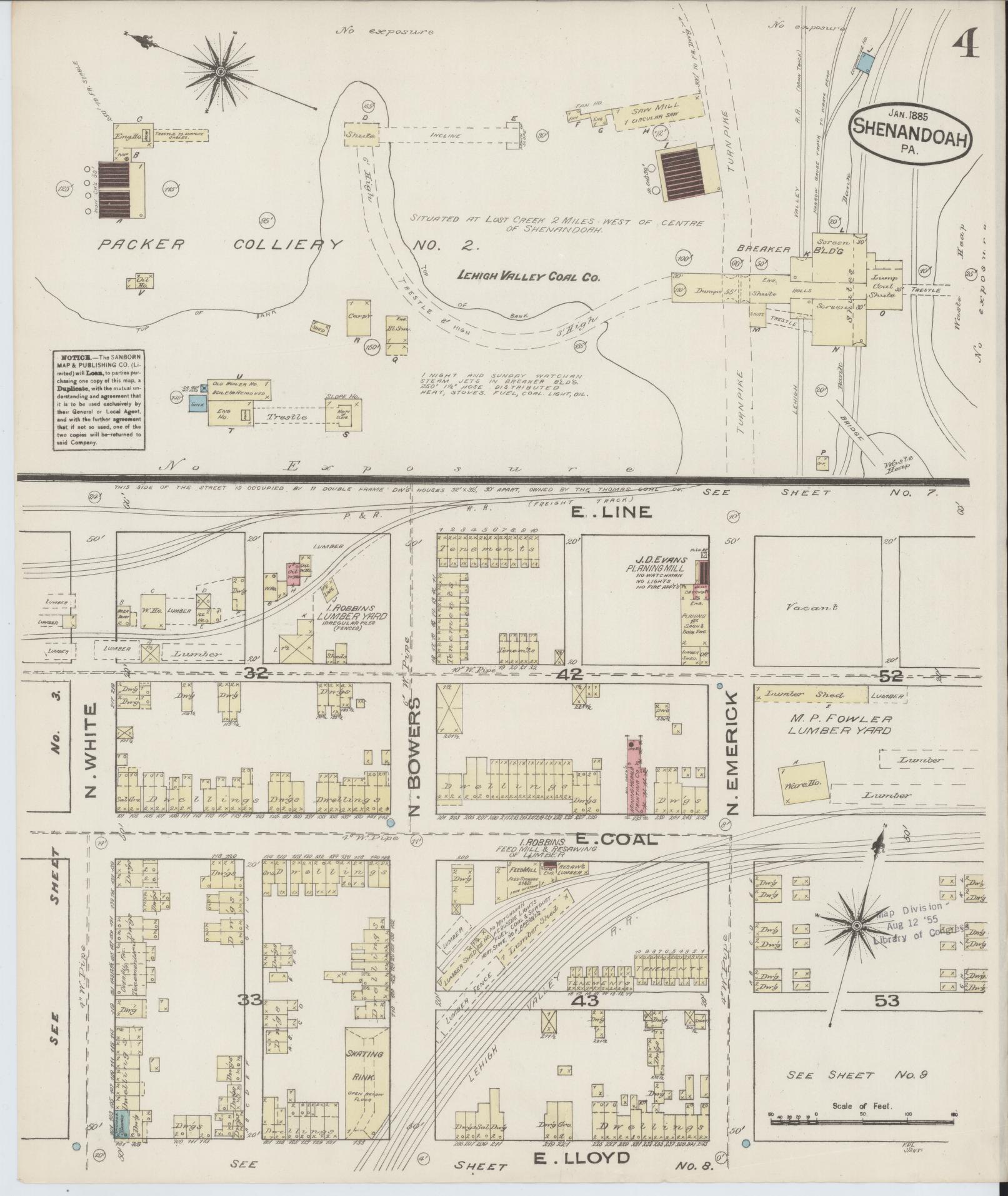Sanborn Fire Insurance Map from Shenandoah, Schuylkill County, Pennsylvania (1885), Sheet #0004 - Complete Map Set gallery image, historic Sanborn map, vintage wall art, Pennsylvania Pennsylvania