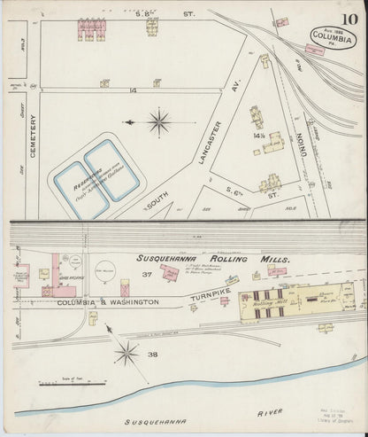 Sanborn Fire Insurance Map from Columbia, Lancaster County, Pennsylvania (1886), Sheet #0010 - Complete Map Set gallery image, historic Sanborn map, vintage wall art, Pennsylvania Pennsylvania