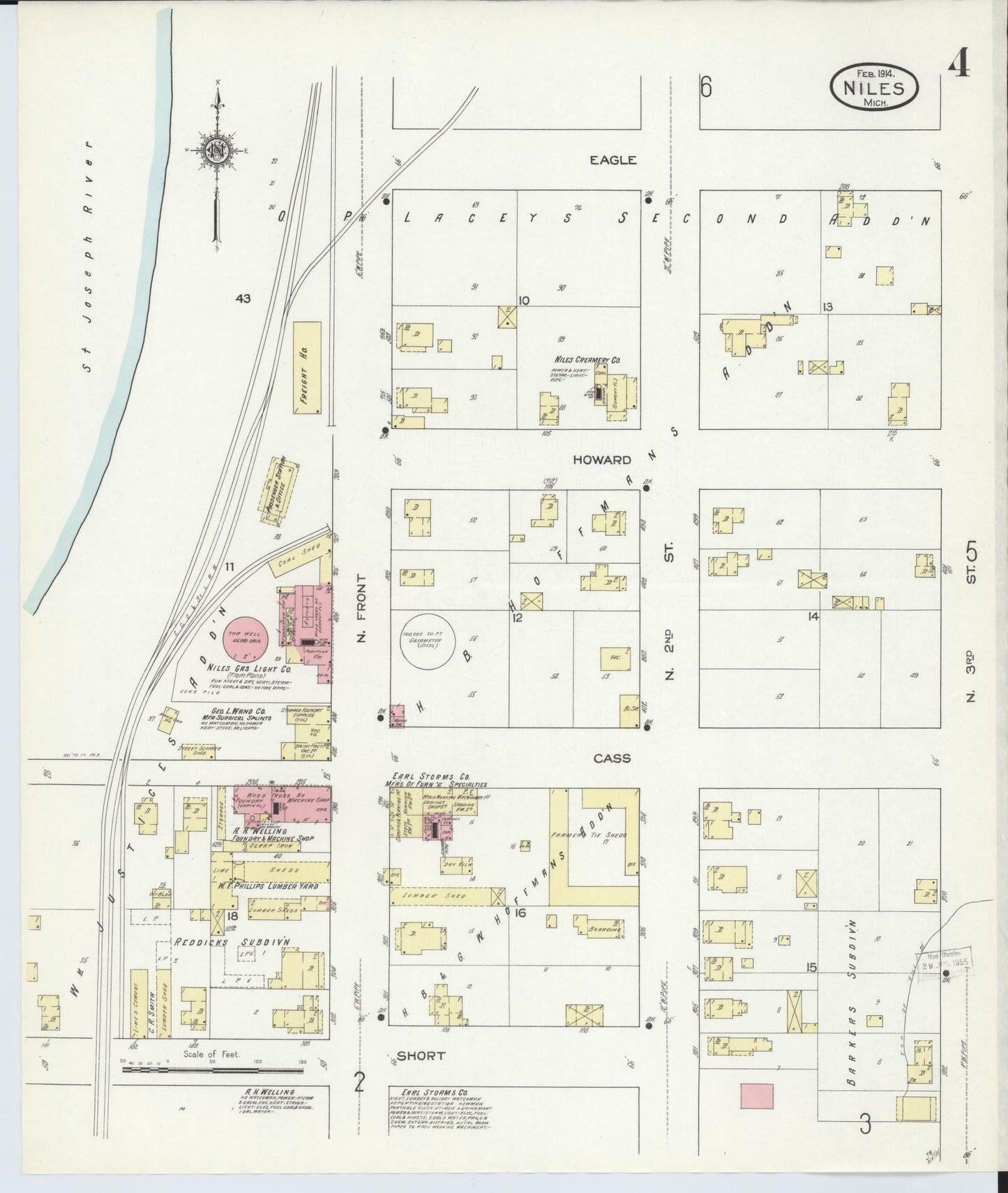 Sanborn Fire Insurance Map from Niles, Berrien County, Michigan (1914), Sheet #0004 - Complete Map Set gallery image, historic Sanborn map, vintage wall art, Michigan Michigan